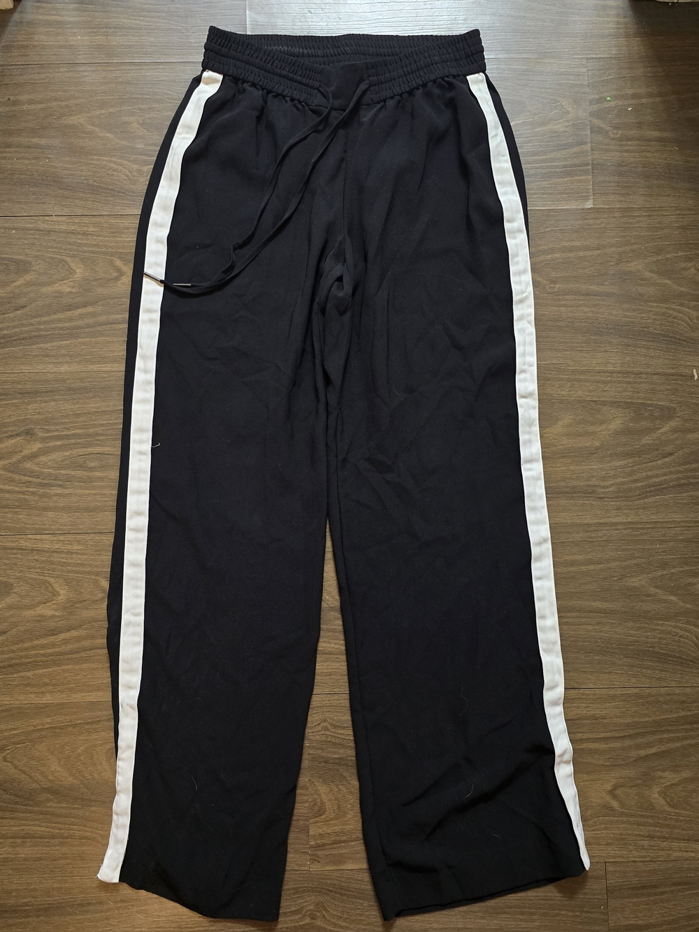 Women's Black Track Pants with White Side Stripes